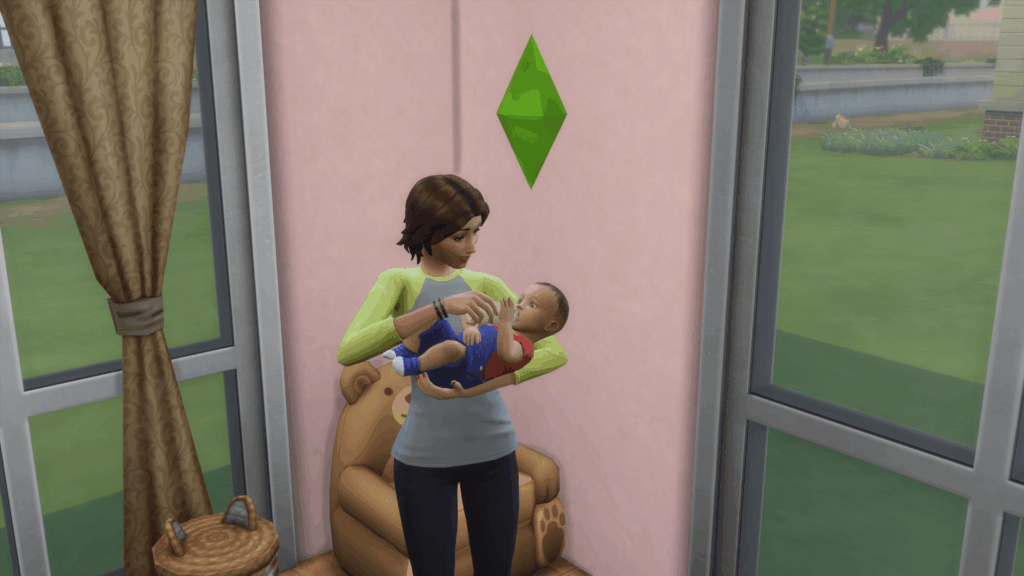 Sim raising a baby during one of the Sims 4 Challenges