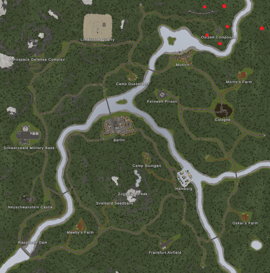 Unturned Germany best base locations near Ostsee Compound.