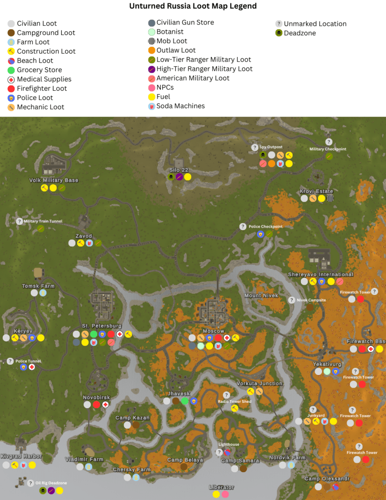 Unturned Russia Loot Map