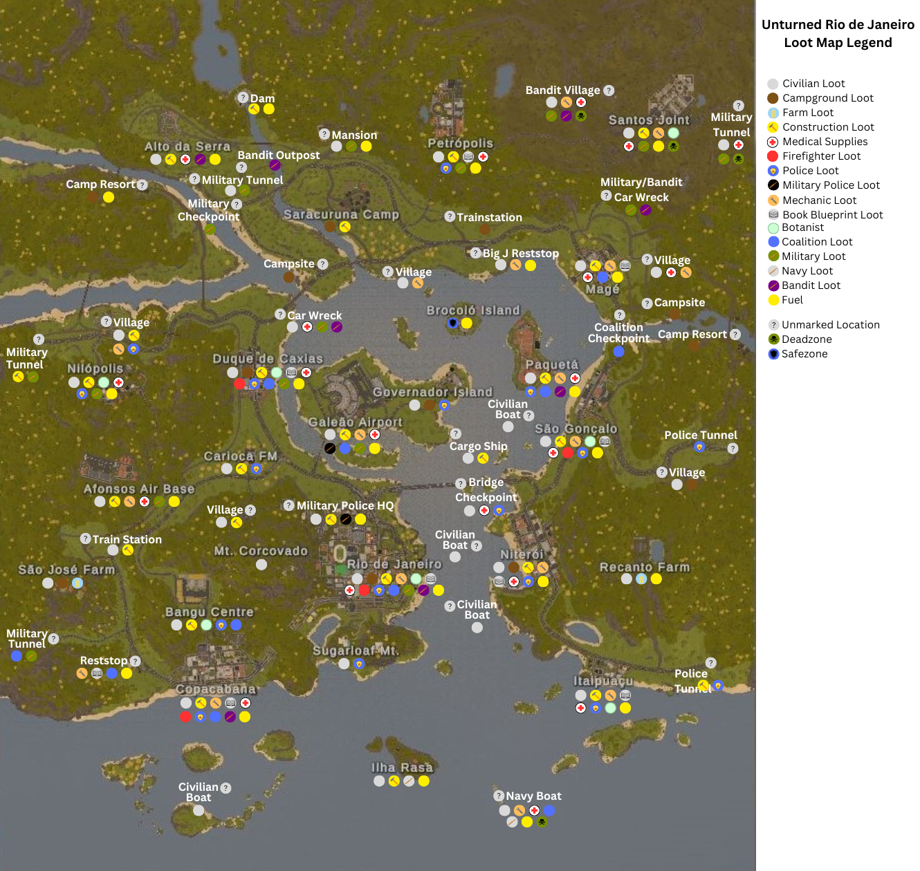 Unturned Rio de Janeiro Loot Map